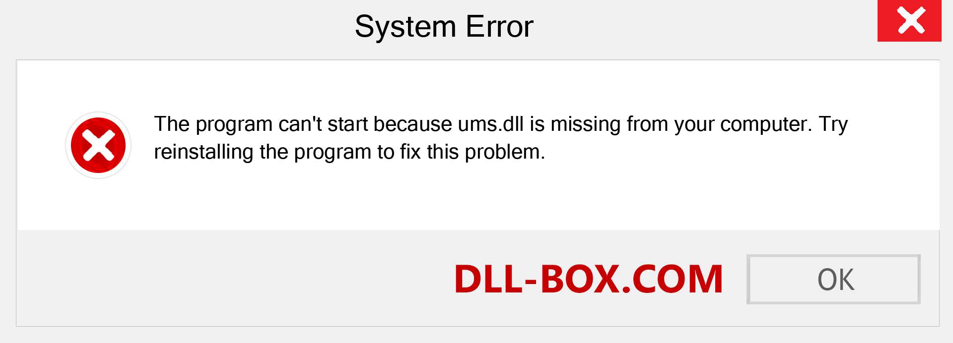  ums.dll file is missing?. Download for Windows 7, 8, 10 - Fix  ums dll Missing Error on Windows, photos, images